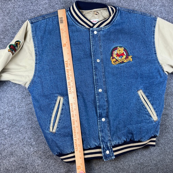 VTG Disney Winnie The Pooh Denim Varsity Jacket Mens L XXXTentacion Cartoon 90s - Picture 9 of 9